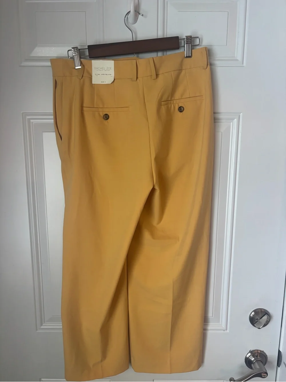 Rachel Zoe Mustard High-Rise Wide-Leg Crop Trousers